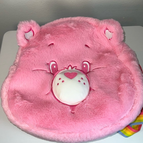 Large Pink Fuzzy Care Bears Plushie Backpack Kawaii - Picture 6 of 9